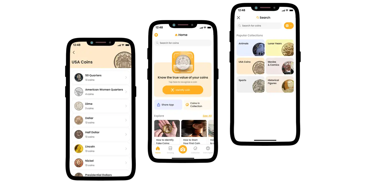 A screen from the Coin ID Scanner app.